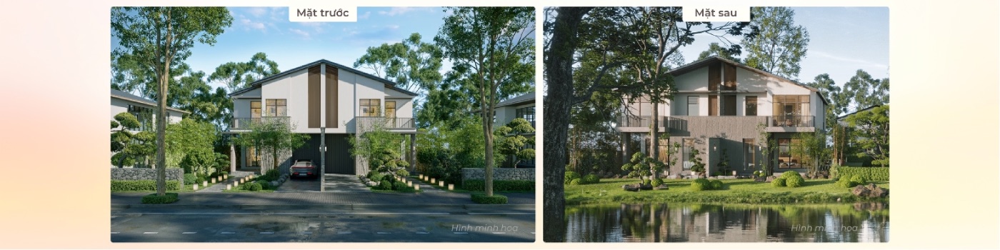Hình minh hoạ biệt thự song lập Onsen Villas của dự án Eco Village Saigon River 
