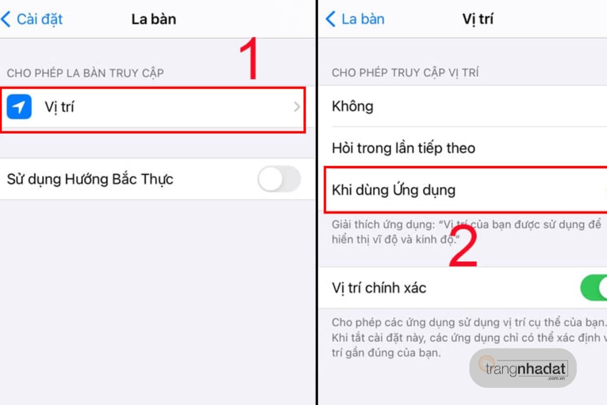 Bật định vị cho ứng dụng La Bàn(1)