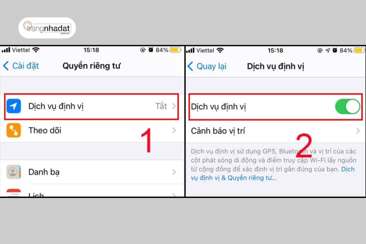 Bật định vị cho ứng dụng trên điện thoại Iphone