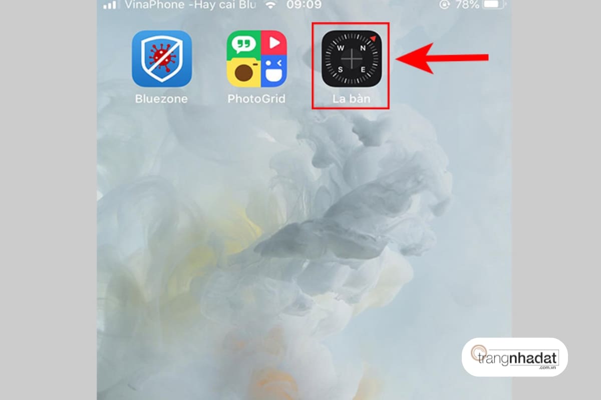 Mở La Bàn có sẵn trên điện thoại Iphone